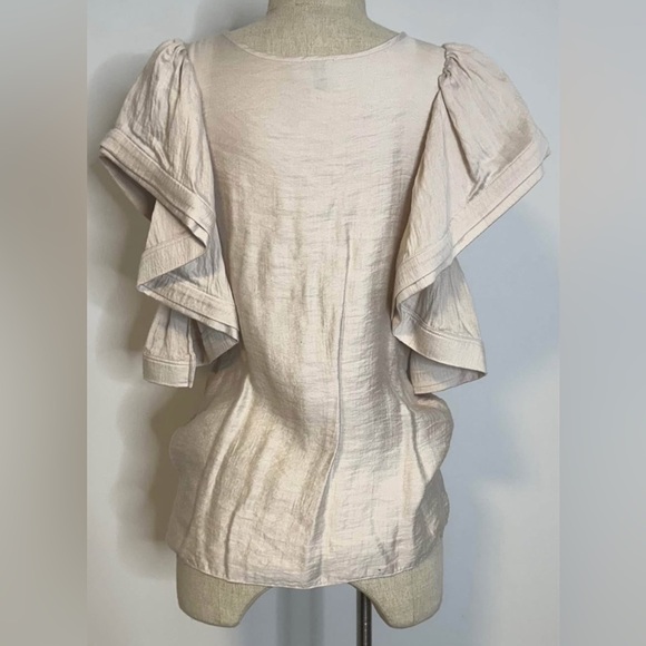 ASOS: Cream Ruffle Sleeve Blouse - Picture 3 of 3